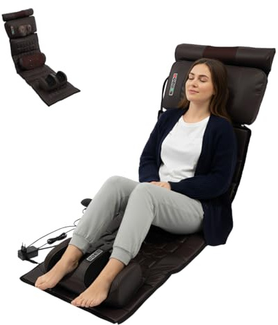 Tapis de massage électrique avec fonction chauffante, tapis de massage complet du corps, 9 modes de massage et 9 niveaux de vibration, minuterie (10/20/30 minutes), massage en profondeur par rouleau