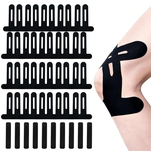 30 Stück Schwarz Precut Kinesiotapes Knie,20 T-Förmige Kinesio Tape + 10 I-Förmige Knietape, Unterstützen Die Muskulatur Beim Sport,Mit Trage Komfort,Wasserfestes Elastisches