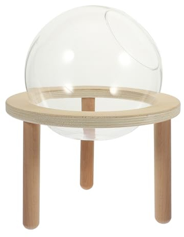 VILLCASE Hamsterbadewanne in Khaki Verschleißfeste aus Glas und Holz Praktisches Kleines Sandbad Kreatives und Modisches Hamsterbadezimmer für Haushalt