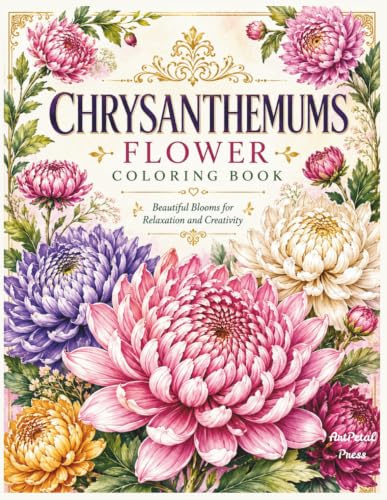 Chrysanthemums Flower Coloring Book: 25 Elegant Botanical Designs for Relaxation, Stress Relief, and Creative Coloring (ArtPetal Press Books)