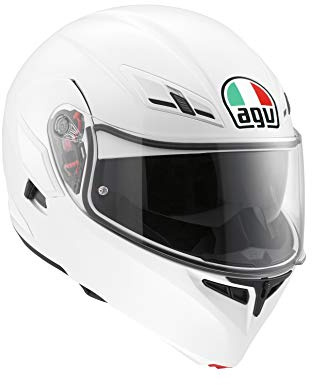 AGV Compact ST ECE 22-05 Solid Motorrad Klapphelm ECE 22-05 P/J in zwei Konfigurationen zugelassen, mit Sonnenblende, Weiß, S