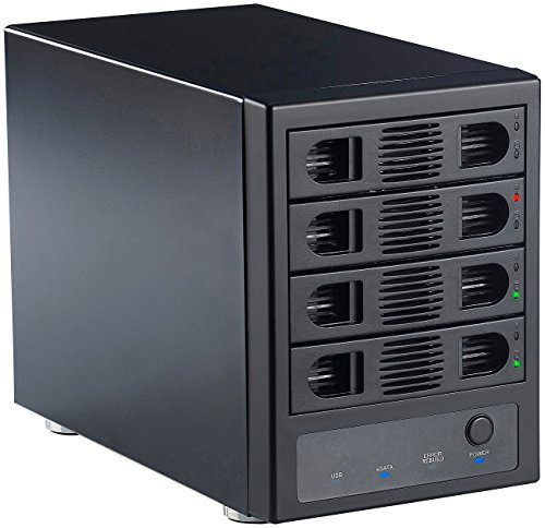 Xystec Festplattengehäuse: 4-Fach-Festplatten-Gehäuse für 3.5 & 2.5 (SATA), RAID, USB & eSATA (4 Fach Festplattengehäuse, HDD Gehäuse, Turm)