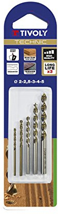Tivoly 10864070003 Lot de Forets Bois Technic Gradués, Gris, Bronze, Set de 5 Pièces
