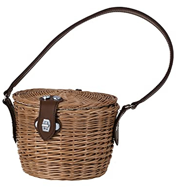 e-wicker24 Alles aus Weide Korgväska Handväska Väskor i naturlig färg, flätad väska i pil med bärrem av läder, damväska av vide, axelväska av vide, strandväska