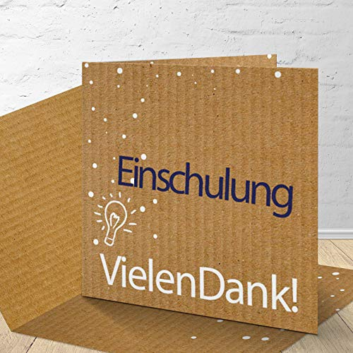 8 Danksagungskarten zur Einschulung mit passenden Umschlägen, Danksagungskarten zur Einschulung im Set zu 8 Stk. Kreatives Denken Design