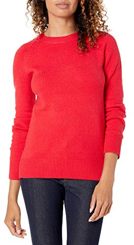 Amazon Essentials Women's Classic-Fit Soft Touch Long-Sleeve Crewneck Sweater, Red, Large