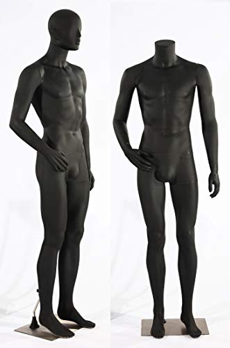 Neu Hochwertig Männlich männliche Schaufensterpuppe LM2-8 abstrakte schwarz lackierte Schaufensterpuppe in Matt Nase und Mund geformt Mann Maskulin Mannequin (Mann LM2-8)