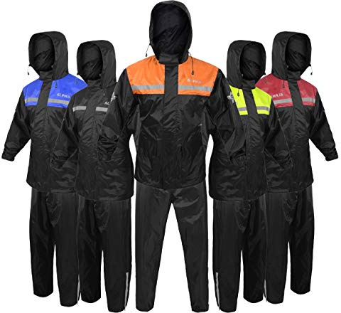 Alpha Cycle Gear - Combinaison de pluie imperméable réfléchissante pour homme et femme - Orange - Taille 2XL