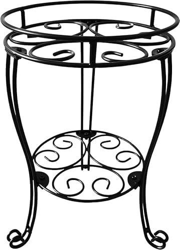 TREEZITEK - Soporte para Macetas con Pie, Maceteros con Pie, Soporte Planta de 18 pulgadas de altura, resistente, para interior y exterior, de metal, resistente al óxido, para jardín, soporte redondo