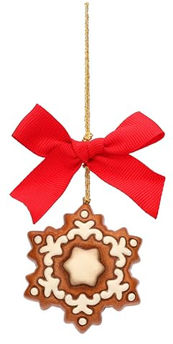 THUN - Addobbo natalizio fiocco di neve in ceramica, piccolo - Thunland - 5,1x5,5x1,7 cm