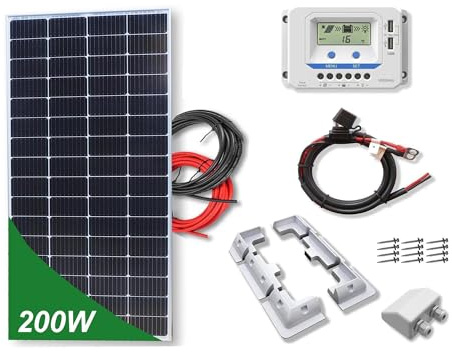 Kit 200W CAMPER 12V Tamaño Compacto panel solar placa monocristalina células PERC de alta eficiencia