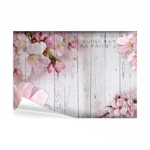 decomonkey Papier Peint Panoramique Fleurs 300x210 cm Décoration murale | Tapisserie décorative pour chambre salon, Bois fleurs inscriptions nature en français plantes texture vintage