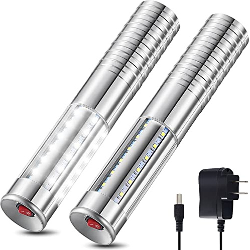 Civaner 2 Pcs Upgrade Bottle Service Lights LED Strobe Baton Bottle Girl Lights Rechargeable Handheld Flashing Club Signs for Birthday Wedding Party (Silver,White Light)
