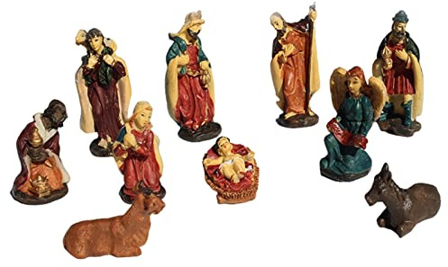 Gusengo Figurines Noël Traditionnelles - 10 Santons en Résine, Statue Jésus, Artisanat d'Art
