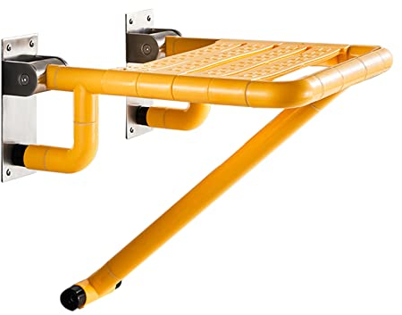 Duschsitz Klappbar Wandmontage, Wandklappstuhl, Duschhocker Klappbar, Klappsitz Wand, Klappbank 150 kg, Schuhbank für ältere Menschen, Senioren, Schwangere, Behinderte Badezimmer Hilfe Hoc(Color:Gelb)