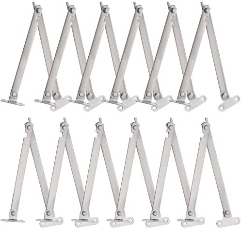 Be In Your Mind 12pcs (6 paires) Support de Couvercle Charnière Boîte en Acier Inoxydable Support de Rabat Pliant Charnières pour Placard Armoire Support Meubles Porte Tatami Tapis