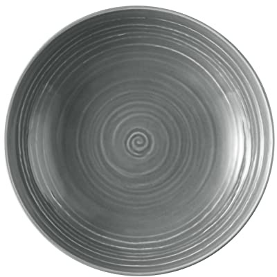 Seltmann Weiden Terra Suppenteller, 21 cm, Tiefer Essteller mit spiralförmigem Relief, Spülmaschinen- und mikrowellenfest, Porzellan, Perlgrau | ck)
