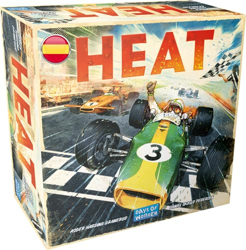 Asmodee Heat, Juego de Mesa de Estrategia y Carreras de Coches Clásicos y Gestión de Motor, A Partir de 10 Años, De 1 a 6 Jugadores, 60 Minutos por Partida, Español