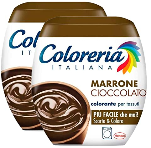 2x Grey Coloreria Italiana Fabric Dye for Washing Machine Brown Chocolate Revives or Changes the Color of Garments - 2 Single Serving Packs