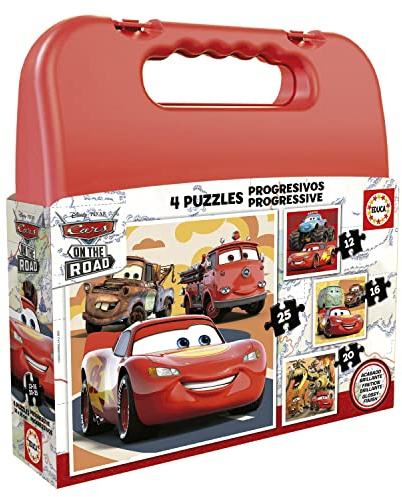 Educa - Kinderpuzzle Pixar Cars | 4in1 Puzzleset 12/16/20/25 Teile | Lightning McQueen, Disney Pixar | ab 3 Jahren (19677)