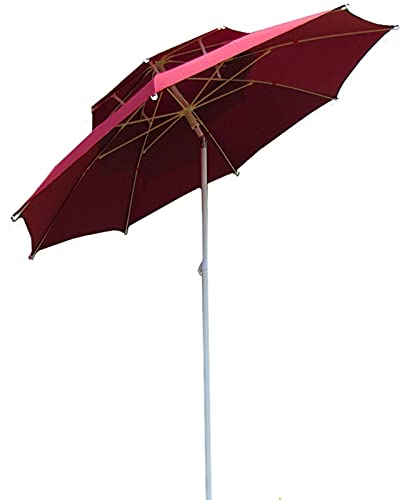 Grand parasol de marché de 2,4 m/7,9 pieds, parapluie de terrasse de protection solaire rouge avec 6 nervures et poteau de fer, parasol rond pour jardin de piscine good