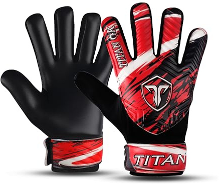 TITAN GK Soccer Goalie Gloves for Kids, Boys, Children, Youth & Adult, Football Goalkeeper Gloves with Double Wrist Protection and 4mm Latex Anti Slip Grip Palm