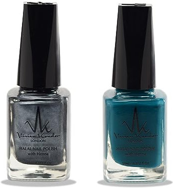 Juego de 2 esmaltes de uñas permeables con infusión de henna Wudhu y veganos, esmalte Halal de larga duración (Decadent + Miraj)