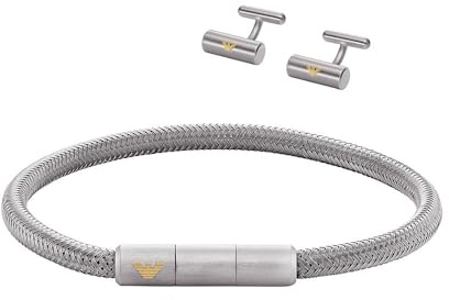 Emporio Armani Herrenset Armband Manschettenknöpfe Edelstahl, EGS3044SET