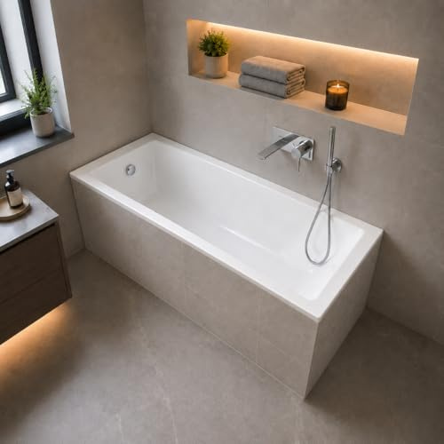 ECOLAM Badewanne TAMI 140x70 cm Wanne Acrylwanne Rechteck Ablauf Füße | direkt vom Hersteller Top Qualität echtes Sanitäracryl