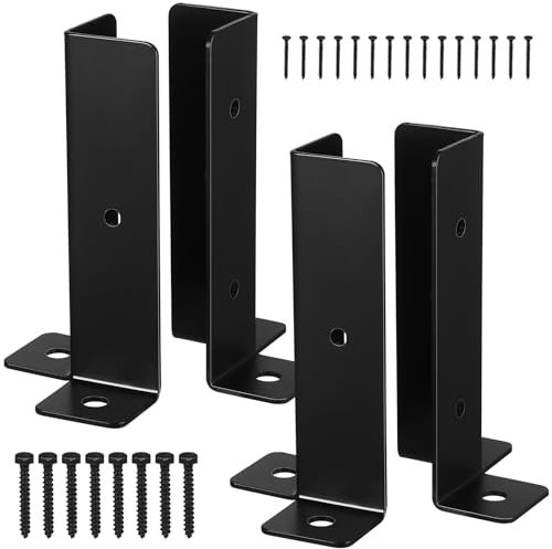 Uonlytech 4Pcs Iron Fence Post Repair Kit Heavy Duty Fence Brackets for Deck Railing Mailbox