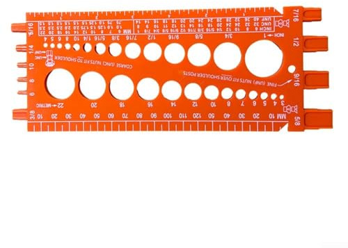 Vilgftyiet BX556255OD2MNL1Z0AUL9 Outil de mesure de gabarit de vis de 21,6 cm – Outil de mesure pour écrous et forets – Jauge métrique impériale (orange)