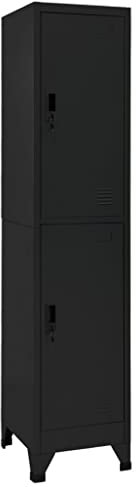 THOYTOUI Schließfachschrank, Metallschrank Werkzeugschrank Kleiderschrank Werkstattschrank Geeignet für Büro Garagen Supermärkte Lagerhaus Schwarz 38x45x180 cm Stahl