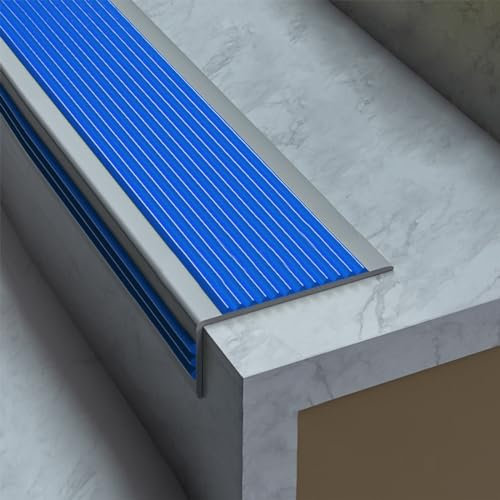 Treppenkantenprofil Selbstklebend Treppenkantenprofil Vinyl Treppenkantenprofil Treppenprofil L-Form Kunststoff Treppen-Kantenschutz Für Den Außen- Und Innenbereich Selbstklebende ( Color : Blauw , Si