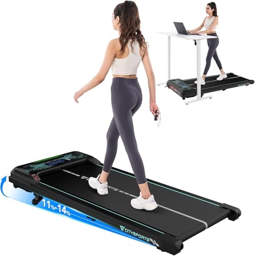 CITYSPORTS Laufband mit Steigung,Walking Pad mit 11 %–14 % Neigung,LED-Anzeige & Lichteffekt,1–6 km/h,Laufband für Zuhause Büro mit Fernbedienung