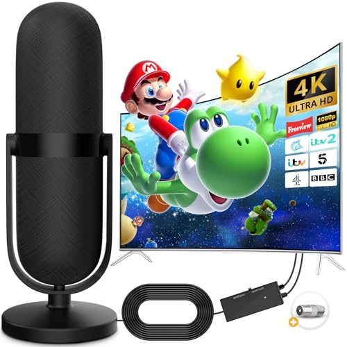 Kemowi TV Aerial - Indoor Digital Freeview Antenna, 380 Miles Long Range Reception, Supports 4K 1080P TV