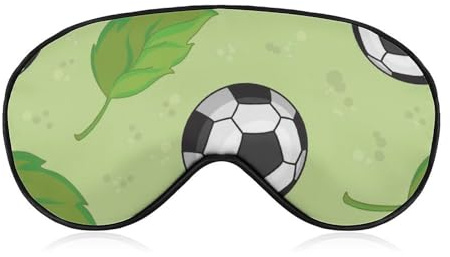 Muster (135) Neuartige bedruckte Schlafmaske mit Augenschutz, kompatibel mit coolem Fußball-Druck in Grün, weiche Augenbinde mit Gummiband, Nacht-Augenschutz, Reise-Nickerchen für Frauen und Männer, M