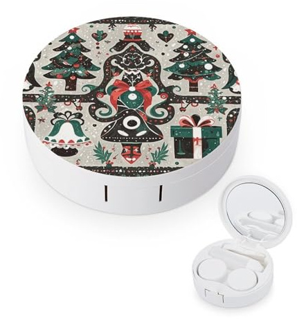 JTREWBV Boîte à lentilles de contact portable de voyage, motif cloche gothique, étui rond pour lentilles de contact, kit d'outils compact pour voyage et maison, blanc, Taille unique, Étui pour