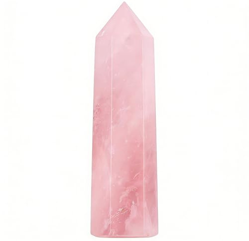 Sahoottie 4” Rose Quartz Crystal Large Rose Quartz Tower Point | Rose Quartz Crystals and Healing Stones for Reiki Meditation Therapy Energy Direction for Stone Collectors