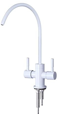 Rubinetto da Cucina Acqua filtrata Rubinetto depuratore Acqua a Doppia Uscita in Acciaio Inossidabile Bianco-A