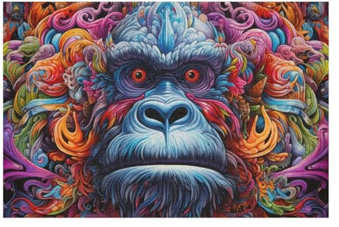 Gorilla Puzzle Für Erwachsene 1000 Teile Premium Recyceltes Brett Zum Lernen, Lernspielzeug, Familienspiele Kinder Holzpuzzle （75×50cm）