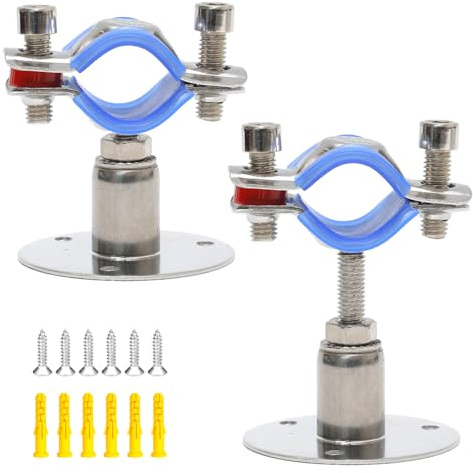 Fixation pour tube inox, Réglable en acier inoxydable Supports de tuyaux, Avec vis, Durable, Support de serrage, utilisé pour Fixer des tuyaux, des Flexibles ou des Tiges (argent)