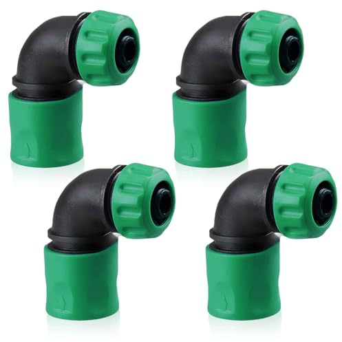 GD HUA 4 Stück Gartenschlauch Schnellkupplung Winkeladapter,1/2 Zoll,Gartenschlauch-Winkeladapter,Gartenschlauch-Schnellkupplungen,Geeignet für den Anschluss an Wasserleitungen und Wasserwagen