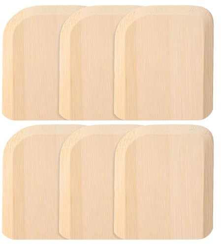 QFGasre Bamboo Pan Scraper Tool, 6 Pcs No Scratching Pots Scraper Eco-friendly Bamboo Spatula Kitchen Kitchen Scrapers for Cleaning Pans Dishes Bowls Plates Removes Food Effectively, 3.15×2.76 Inch
