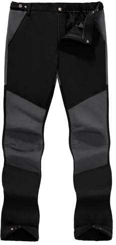 TOMEEK Pantalones Hombre Invierno Impermeable Outdoor Esquí Pantalón de Trabajo Hombre para Actividades Exteriores y Trabajos al Aire Libre Pantalón Bicicleta Senderismo Térmico(Negro,XL)