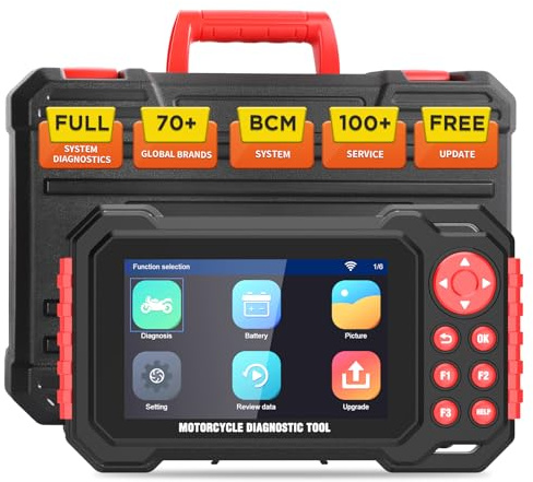 Scanner Diagnostic Moto multisystème écran 5 IPS données en Direct | Diagnostic ECM ABS TPMS IMMO, 19 langues, 70+ marques moto, 100+ fonctions service, reconnaissance VIN auto