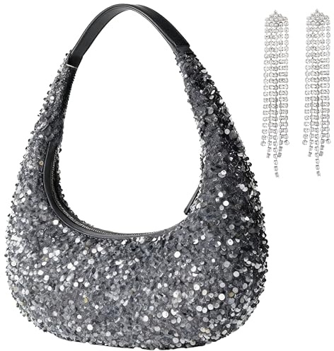 BACH AND BOUJEE Bling Pailletten Handtasche Abendtaschen für Frauen Damen Glitzernde Party Abschlussball Handtasche Niedliche Hobo Clutch