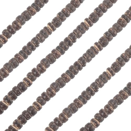 SUNNYCLUE 804 pz 6 fili di Perline di Guscio di Cocco In Legno Rondelle Sfuse 5mm In Legno Naturale Bohemia Disco Piatto Rotondo Abaco Mini Distanziatori Sciolti per La Creazione di Gioielli Bracciale