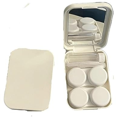 Contact Lens Cases,Contact Lenses Case Box 3pcs Lens Container Women DIY Contacts Case Men Color Contact Lenses Storage Box Portable Travel Set(White)