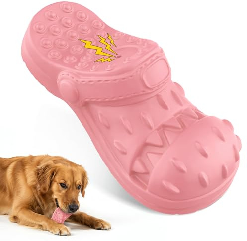 RUXAN Juguetes para Masticar para Perros, Juguetes Chirriantes para Perros, Guguetes Interactivos para Perros, Hechos de Caucho Natural, Suaves para los Dientes - Rosa