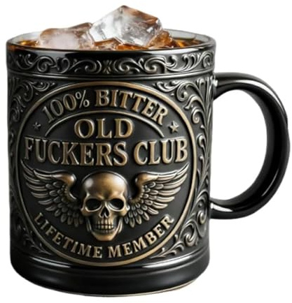 Old F*ckers Club Mug - Lifetime Member Mug,Old F*ckers Cup,2026 New Handmade Skeleton Beer Stein Tankard Drink Cup,Novelty Gag Gift with Skeleton Design,Retirement Gift for Older Guys (1PC)